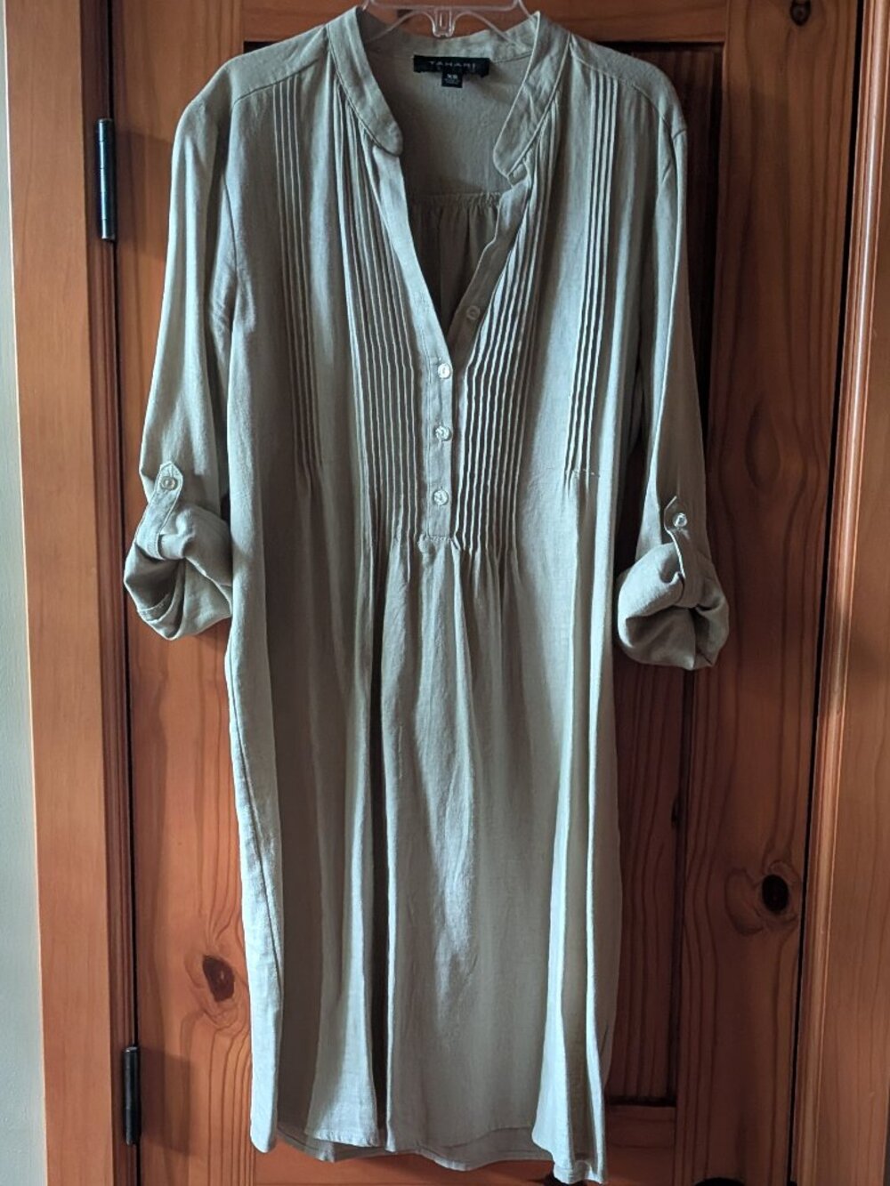 Tahari Tan Linen Shirtdress- Size XS